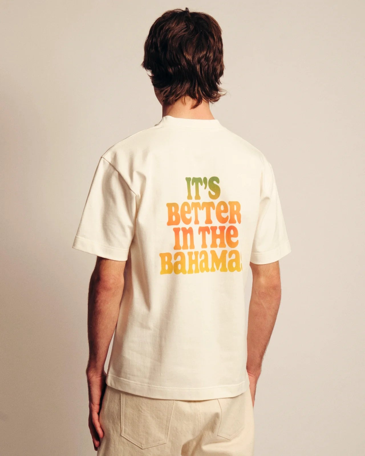 T-shirt C'est mieux aux Bahamas - Écru