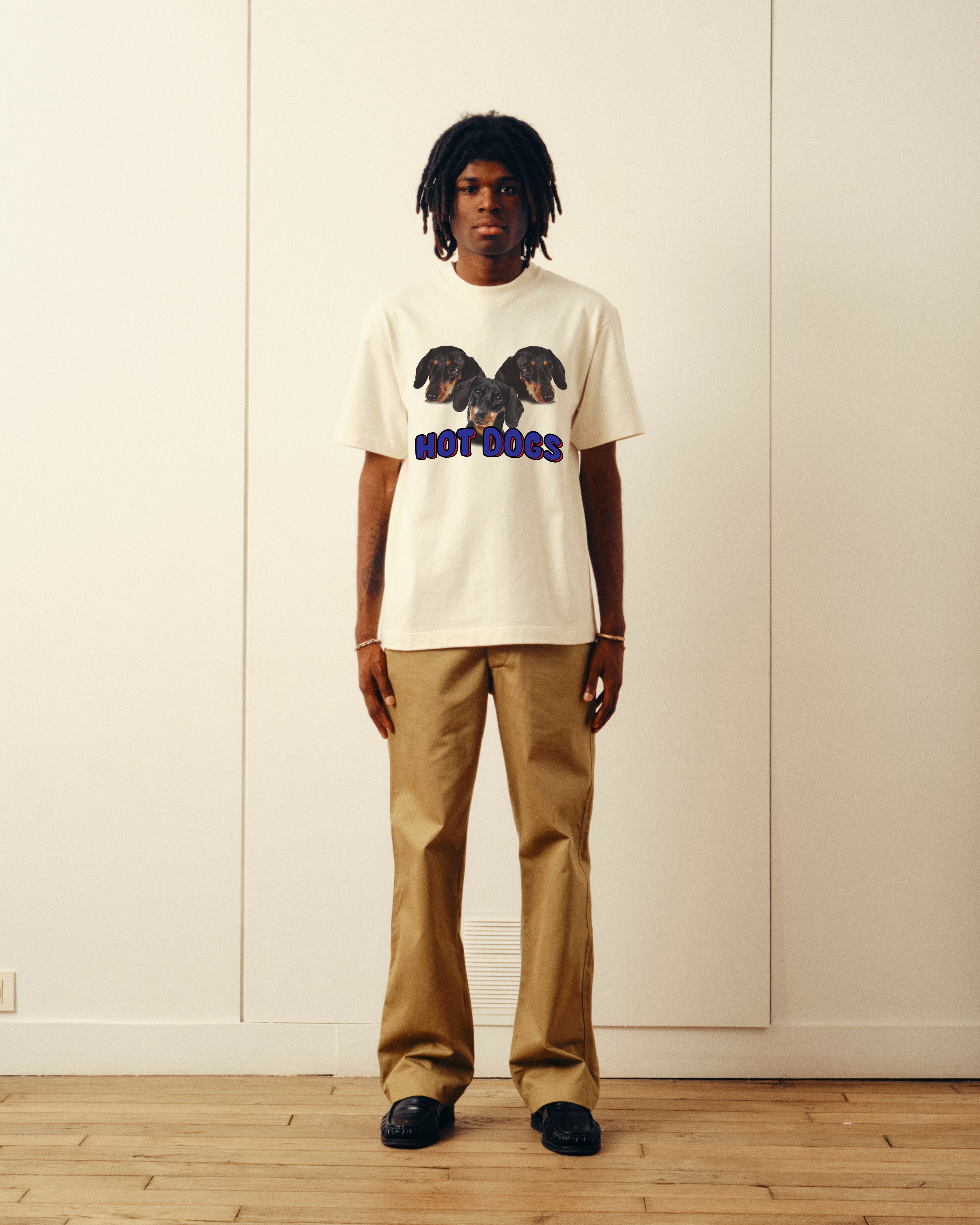 T-shirt Hot Dogs - Blanc cassé