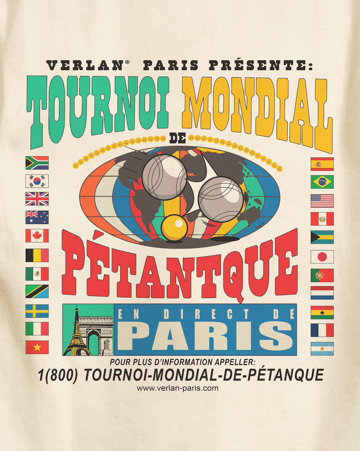 T-shirt Pétanque - Blanc cassé