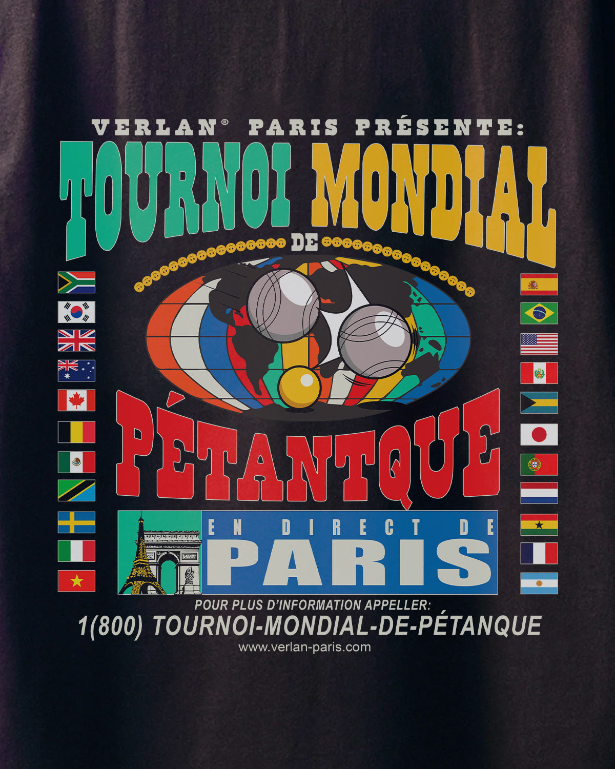 T-shirt Pétanque - Noir délavé