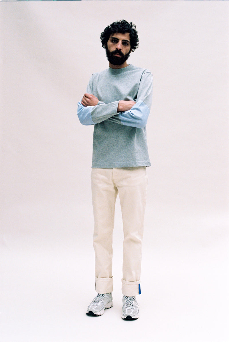 GREY LONG SLEEVE T-SHIRT WITH SHIRT PATCH-Verlan