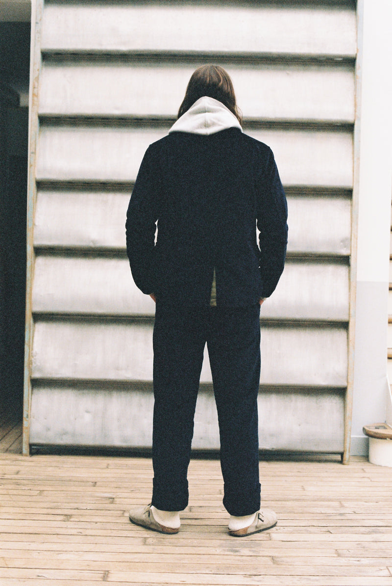 NAVY CORDUROY JACKET WITH KHAKI GROSGRAIN