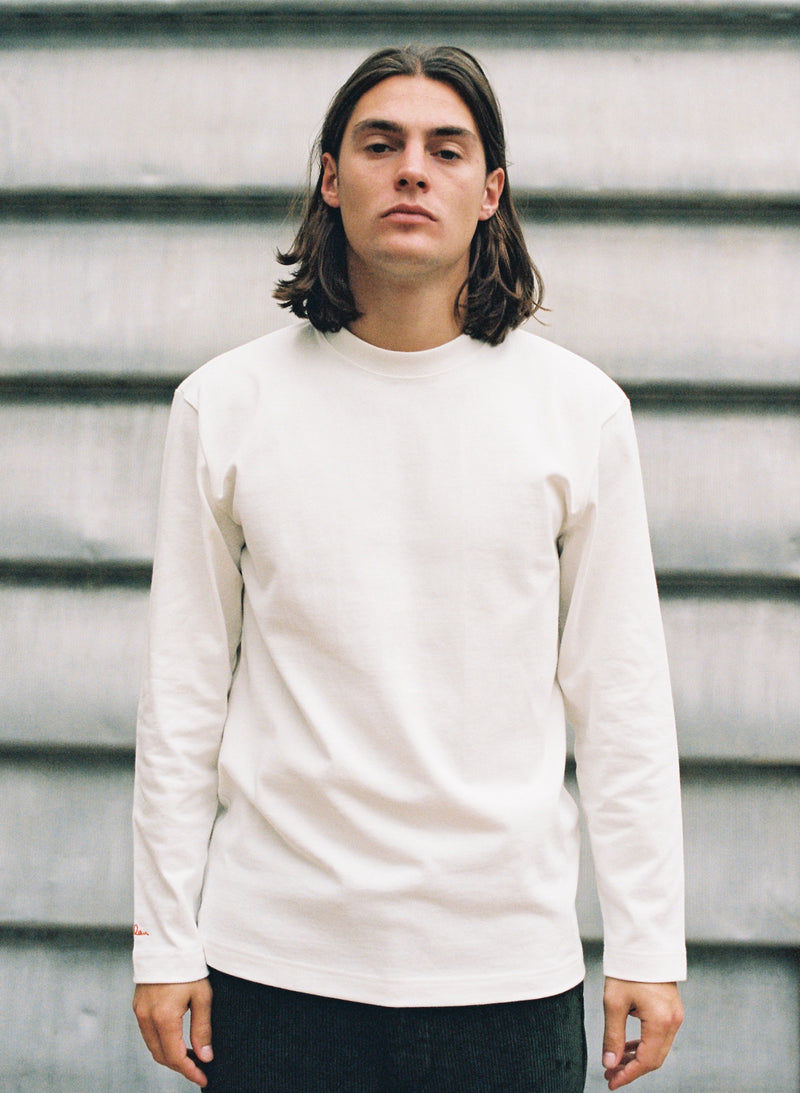 ECRU LONG SLEEVE T-SHIRT - SLEEVE BRANDING