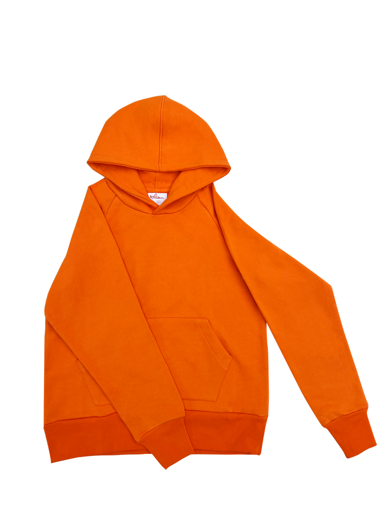Orange hoodie with branding