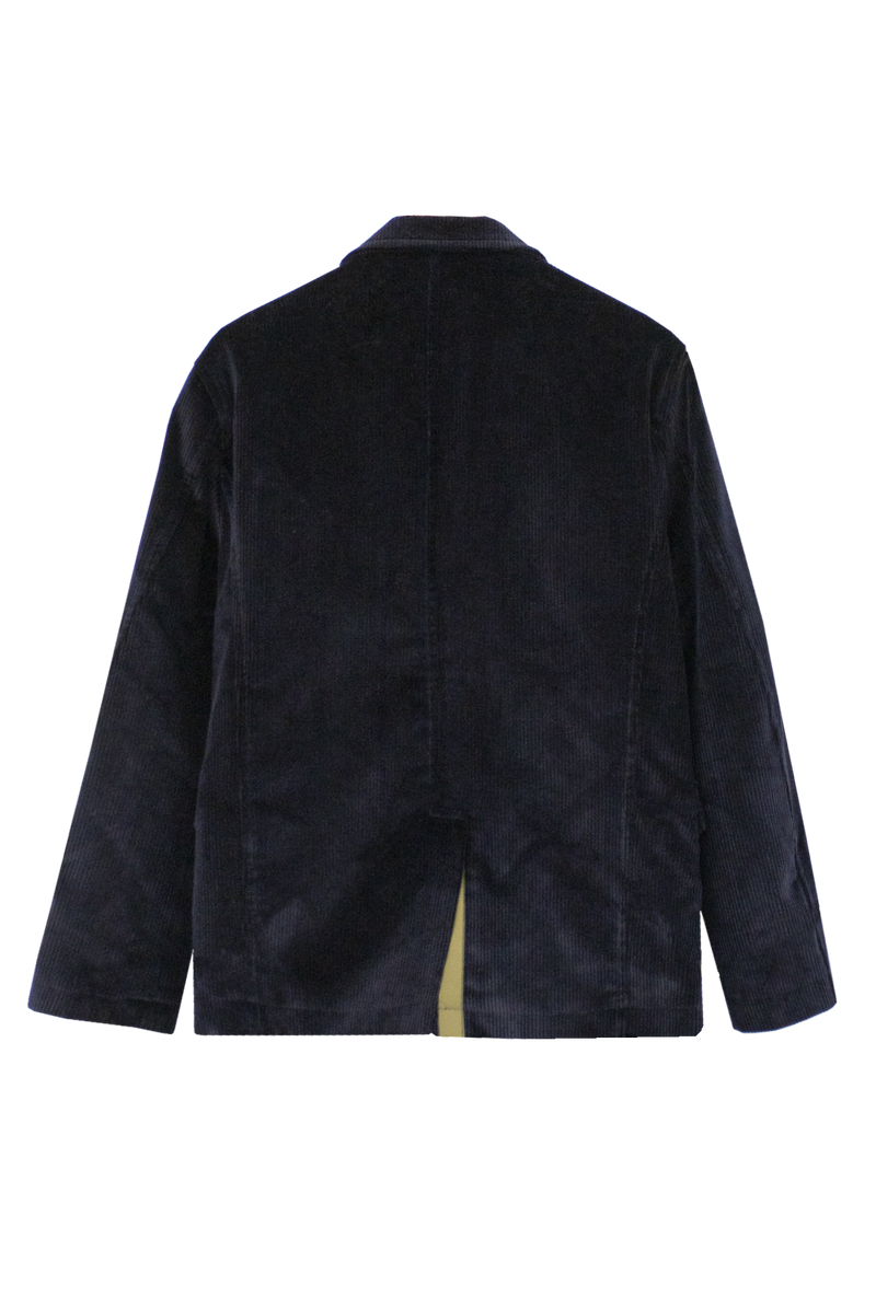 NAVY CORDUROY JACKET WITH KHAKI GROSGRAIN