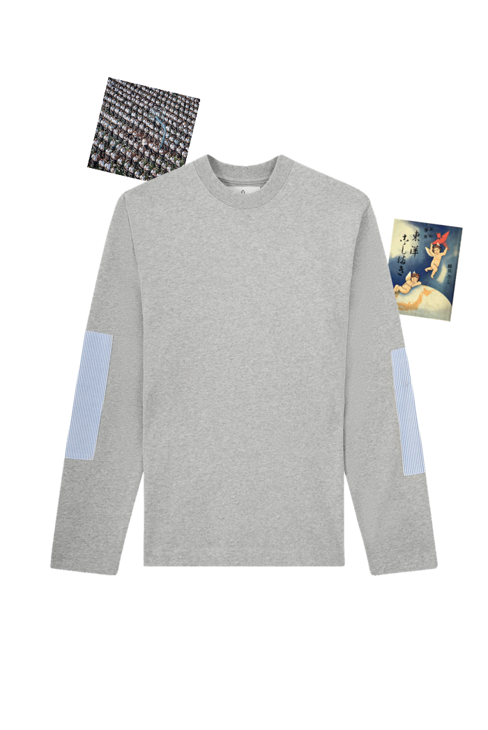GREY LONG SLEEVE T-SHIRT WITH SHIRT PATCH
