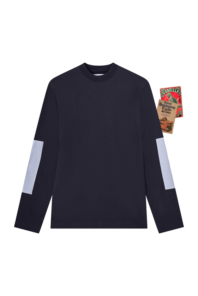 NAVY LONG SLEEVE T-SHIRT WITH PATCH