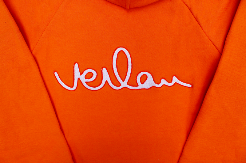 Orange hoodie with branding