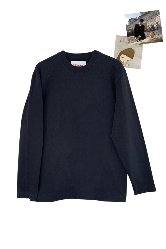 NAVY LONG SLEEVE T-SHIRT - SLEEVE BRANDING